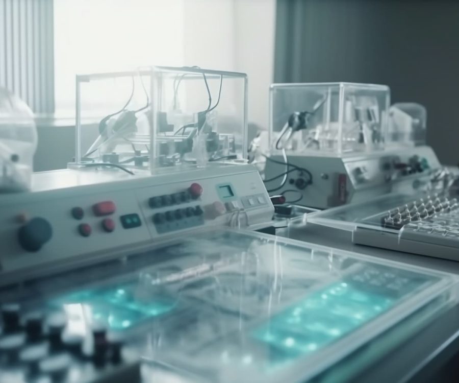 Advanced medical devices being manufactured, an industry requiring high-precision cutting tools.