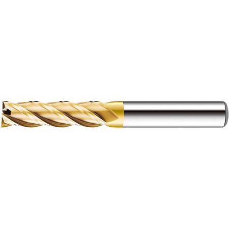 Standard End Mills - A standard carbide end mill from LV Tool's general-purpose series, featuring a gold-colored spiral flute, against a white background.