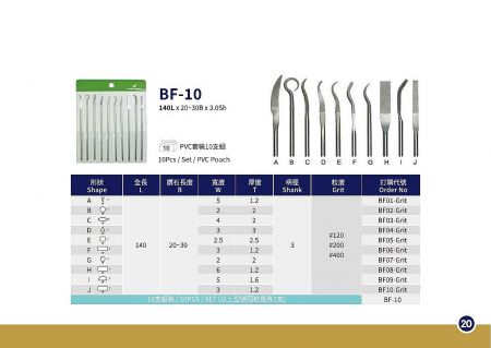 TZF BF-10 Profiled Diamond Files - TZF BF-10 Profiled Diamond Files Set