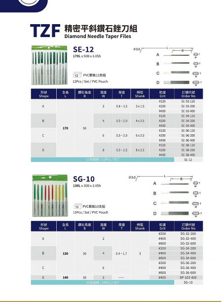 Diamond Files - TZF diamond needle files set
