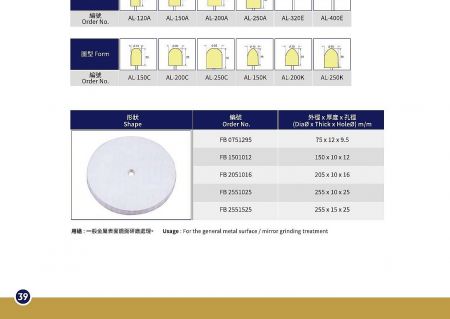 FB Series Disc Felt Bobs - FB series felt disc polishing wheels in various diameters