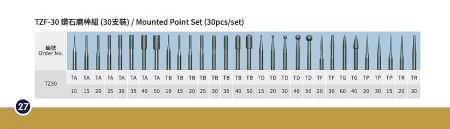 TZF-30 Diamond Mounted Point Set (10pcs) - TZF-30 Diamond Mounted Point Set