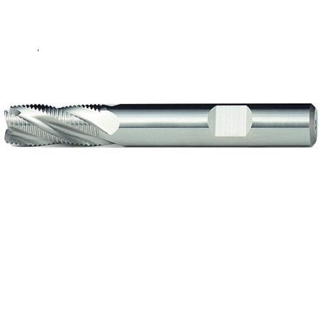 LV 9906WW High-Cobalt Steel (HSS) Roughing End Mill for Carbon Steel Machining - Close-up of the LV 9906WW HSS roughing end mill, showing the multiple flutes designed for efficient carbon steel machining.