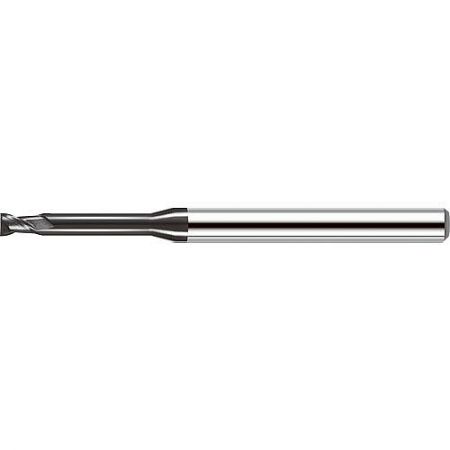 882L-D 2-Flute Long Neck Carbide End Mill for Deep Groove High-Speed Machining - Close-up of an 882L-D 2-flute long neck carbide end mill with Arti-Co coating for deep groove machining.