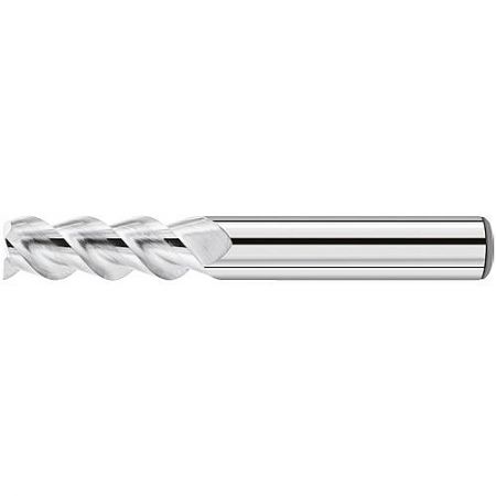 883L-AEG High-Performance 3-Flute Carbide End Mill for Aluminum Machining - Close-up of the 883L-AEG 3-flute aluminum end mill, showing its twisted helical design for efficient chip evacuation.