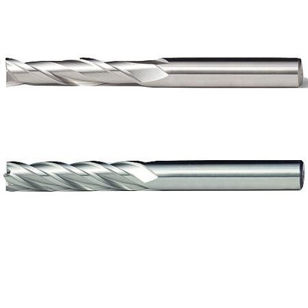 LV 9962WW / LV 9964WW Series HSS Long Blade End Mills for Carbon Steel - Close-up of LV 9962WW and LV 9964WW high cobalt steel HSS long blade end mills