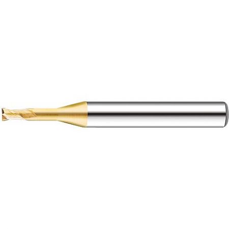 992L-D Series Standard Tungsten Carbide End Mills for General Machining - A 992L-D series standard tungsten carbide end mill with a silver body and gold-colored tip, featuring a precision spiral flute design.