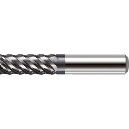 6DDMH 6-Flute Diamond-Coated End Mill for Graphite and Composite Machining - A close-up view of the 6DDMH 6-flute diamond-coated graphite end mill, showing the fluted cutting end and smooth shank.
