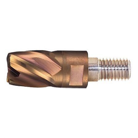 N2WLVNP 4-Flute Replaceable Anti-Vibration End Mill Head for Stainless Steel Machining - Close-up of the N2WLVNP 4-flute replaceable anti-vibration end mill head, showcasing its TixSiN coating for stainless steel machining.
