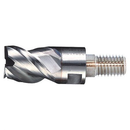 N2WLVEXNP Series: 3-Flute Indexable Anti-Vibration Tool Heads for Copper, Aluminum, and Stainless Steel Machining - Close-up of an N2WLVEXNP 3-flute indexable anti-vibration tool head, showing the spiral flute design for copper and aluminum machining.