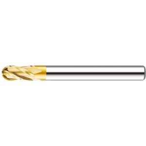 998V-AA Series 4-Flute Ball Nose End Mill with TixSiN Coating for Hardened Steel Machining - A precision-engineered 998V-AA 4-flute ball nose end mill with a durable TixSiN coating, designed for high-speed machining applications.