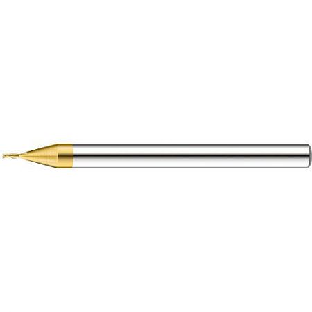 992L-C Series 2-Flute Micro-Diameter End Mill with TixSiN Coating for High-Speed Machining - A precision-engineered 992L-C 2-flute micro-diameter end mill with a gold-colored TixSiN coating
